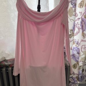 Forever 21 Pink Long Sleeve Draped Neck Dress